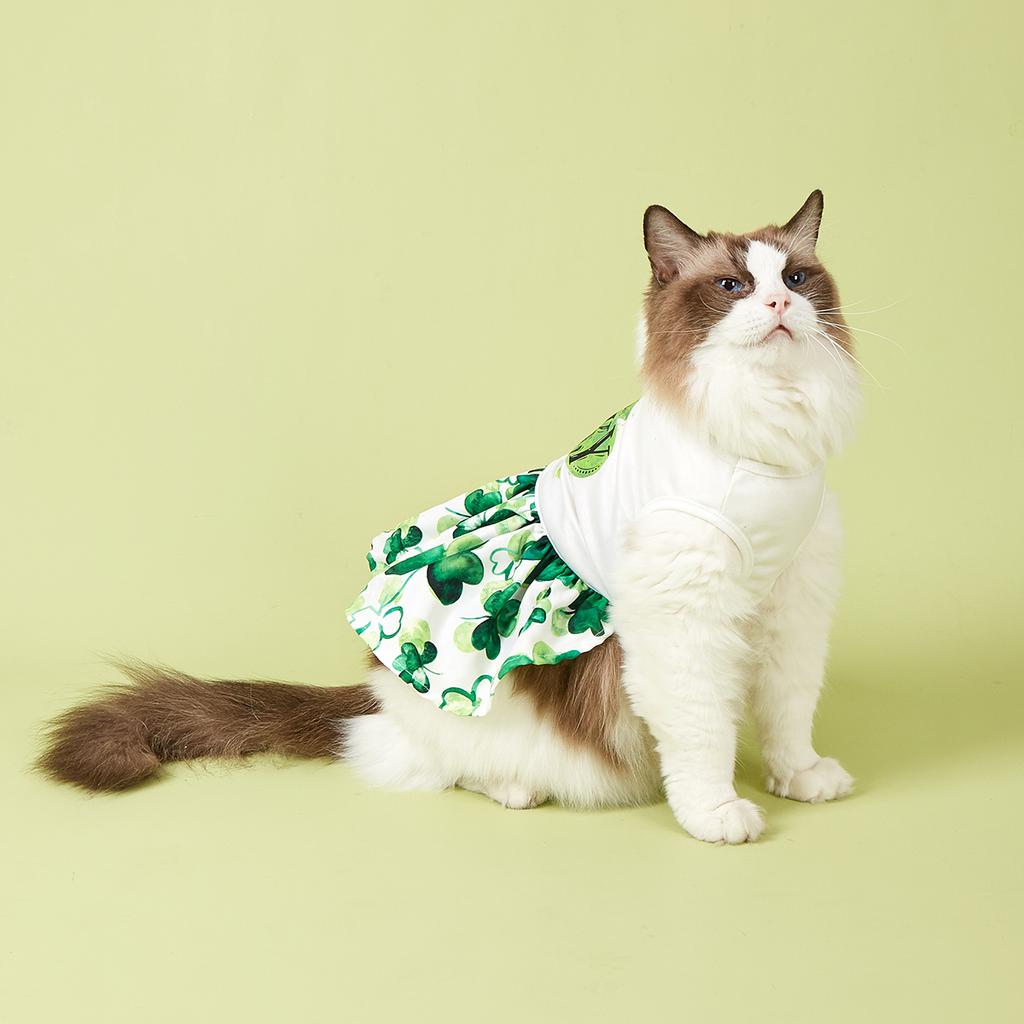 Cutest Clover In The Dog Dress, St Patricks Day Dog Clothes for Small Dogs Girl, Funny Pet Apparel Cat Holiday Outfit