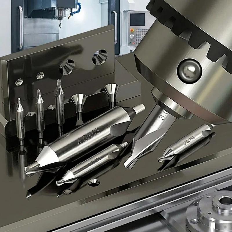 7Pcs Set Center Drill Bits 1/1.5/2/2.5/3/4/5 Inch 60-Degree Angle Countersink Tools for Lathe Metalworking