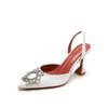 Mode Damen Strass Sandalen Spitzschuh Sonne Schnalle Stilettoabsätze Slingback Blockabsatz Schuhe