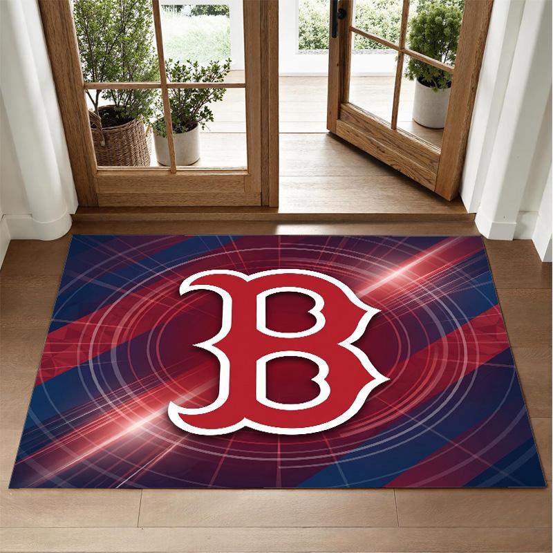 Boston Red Sox Design Crystal Velvet Rug Soft Decorative Mat for Bedroom Entrance
