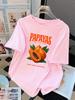Summer TShirts Cotton Womens Papayas Hand Picked Fresh Printed Short Sleeve Soft Loose ONeck Tops Holiday Casual Woman Clothes