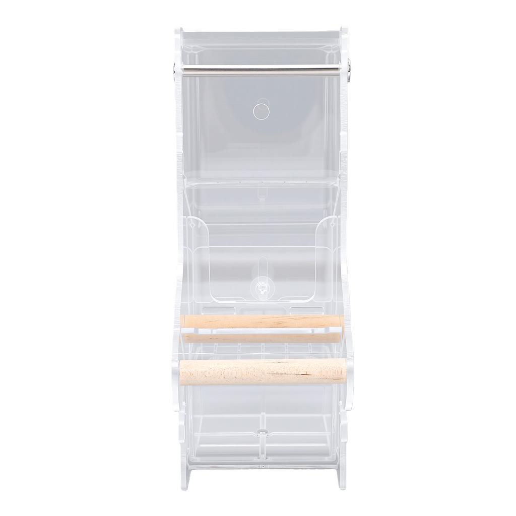 No Mess Bird Cage Feeder Transparent Automatic Parrot Feeder Food Container with Perch for Small Medium Birds