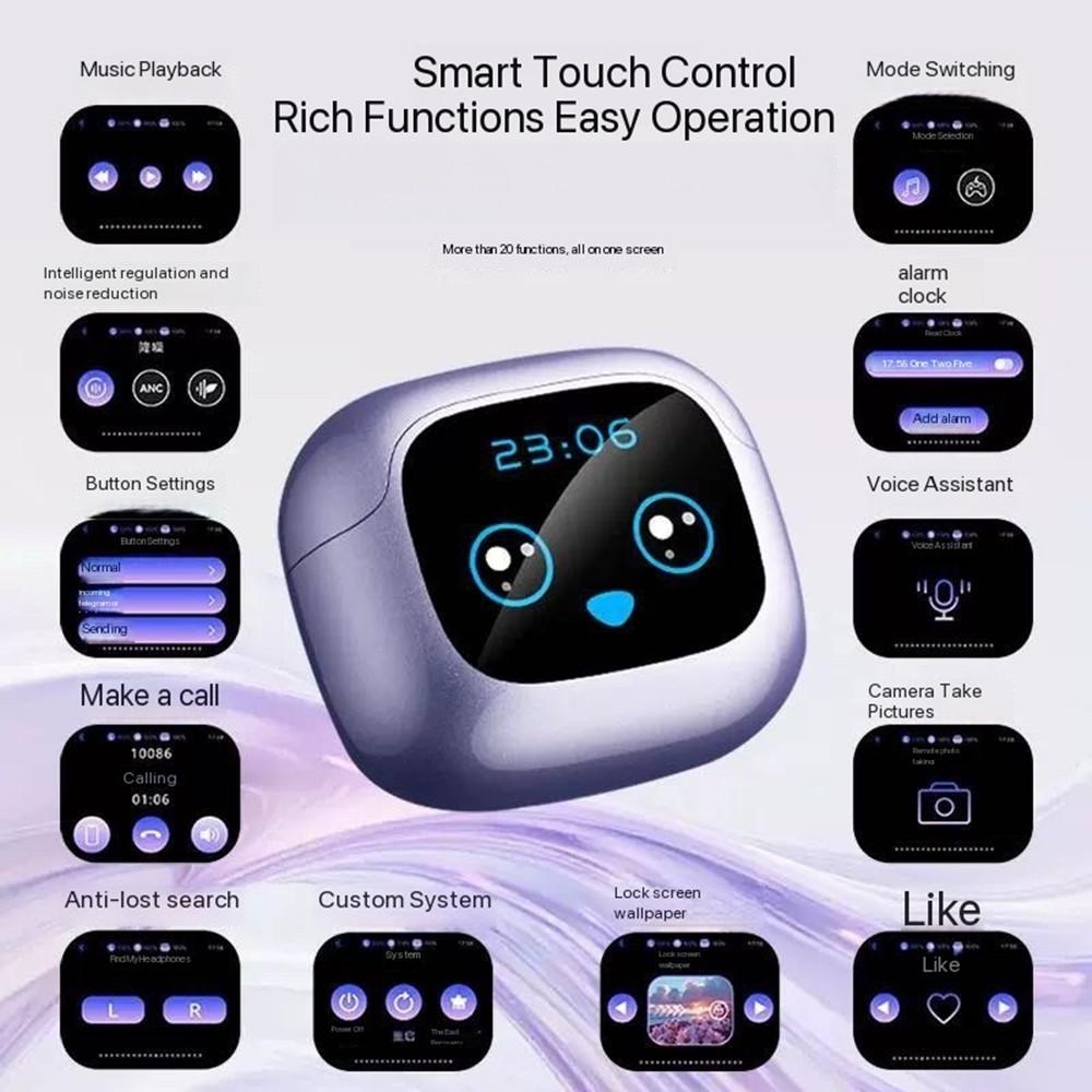 Bluetooth V6.0 Wireless OWS Clip Headphones AI Translator LCD Touch Screen Earphone Mic Noise Reduction Headsets Translation Earbuds for Android iOS  