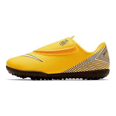 Mercurial Vapor 12 Jr Club NJR TF Velcro Anti-Slip Shock Absorption Durable Low Top Kids Soccer Shoes Kids Soccer Shoes Yellow AO2903-710