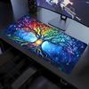 Desk Mat Mystical Life Tree Galaxy Print Stitched Edge Antislip Rubber Base Mouse Pad For Gaming Working Home Office