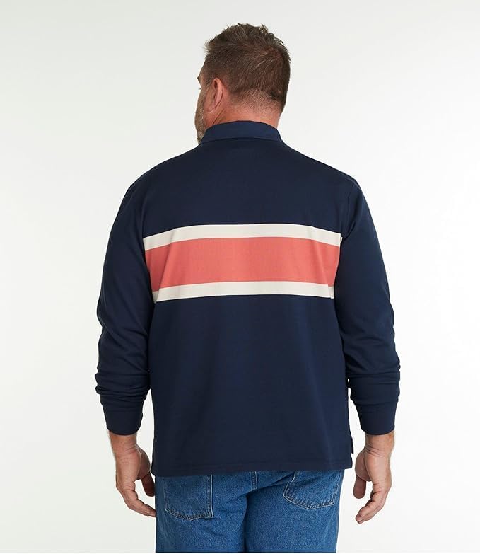 LLB Vintage Soft Chest Stripe US Fit Regular L Classic Navy Blue 1000222465 Men's Rugby,