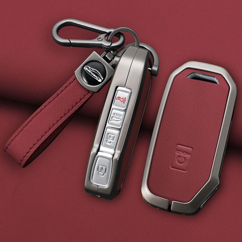 Zinc Alloy Leather Car Key Fob Case For Kia Ceed Cerato Forte Niro Seltos Sorento Soul Sportage Telluride K5 Keyless Case