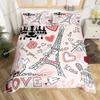Paris Duvet Cover Queen Size Blue Eiffel Tower Comforter Cover France Famous Buildings Print Bedding Set Black White Quilt Cover