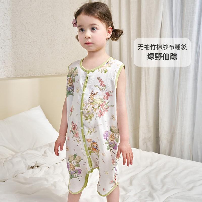 Bamboo Cotton Sleeveless Toddler Sleep Sack With Zipper Breathable Baby Sleeping Bag 1-3 Years