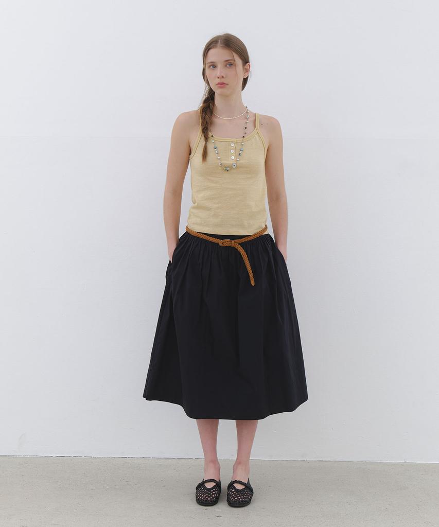 CLUNY Muse Shirring Flare Long Skirt - White