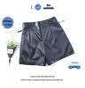 2023 Autumn Black High-Waist Leather Shorts for Women - Slimming, A-Line, Loose-Fit Wide Leg Design