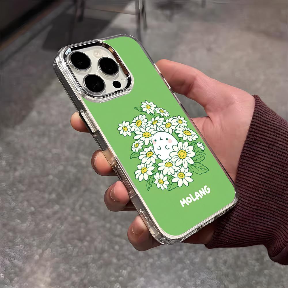 Cartoon M-Molang Phone Case For IPhone 17 Air 16 E 15 14 13 12 11 Plus Pro Max Electroplated Transparent Soft Shell