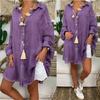 Topy velikosti 5XL Lněná košile Ženy Dlouhý rukáv Bílá Tunika Cardigan Ležérní Volný knoflík Halenky s límečkem Košile