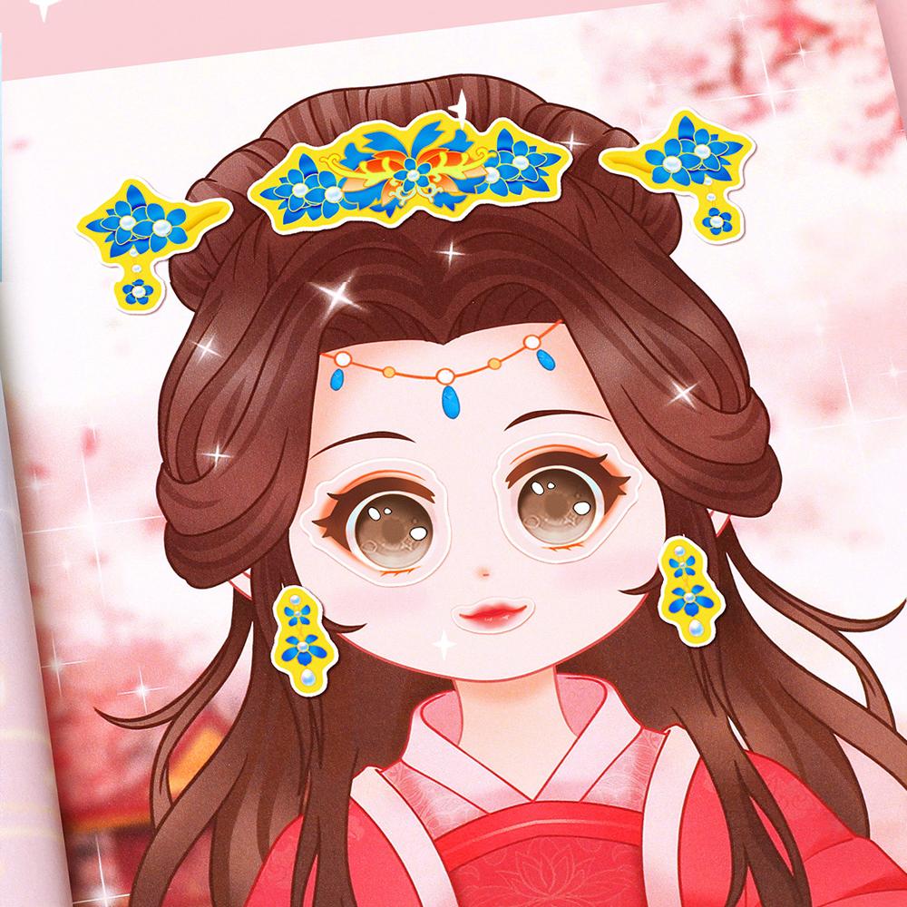 Cartoon Princess Puzzle Stickers 15 Pages Make A Face Stickers For Girls Handicrafts Creative Kids Costume Stickers Toy Reusable
