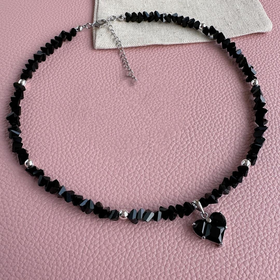 

Винтажное сексуальное ожерелье с подвеской в виде сердца из циркона для женщин, женское бохо, геометрическое барочное прозрачное хрустальное ювелирное изделие чёрный