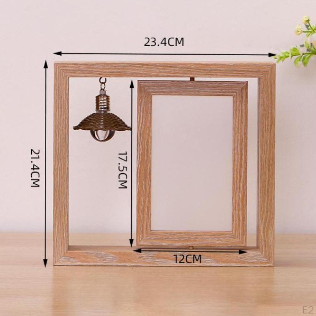 Rotating Picture Frame Decorative Birthday Gifts Office Desktop Wood Centerpiece Vertical Photo