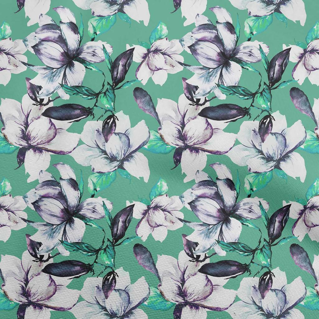 oneOone Georgetta Wiskoza Czarna Tkanina Kwiaty Projekty Rękodzielnicze do Szycia Nadruki na Tkaninie na Metry 42 Cale