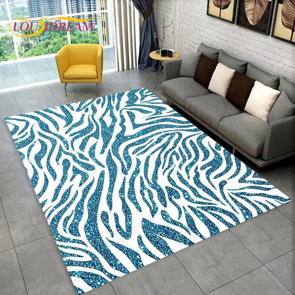 3D Colorful Zebra Pattern Area Rug,Carpet Rug for Living Room Bedroom Sofa Office Doormat Decoration, Kids Non-slip Floor Mat