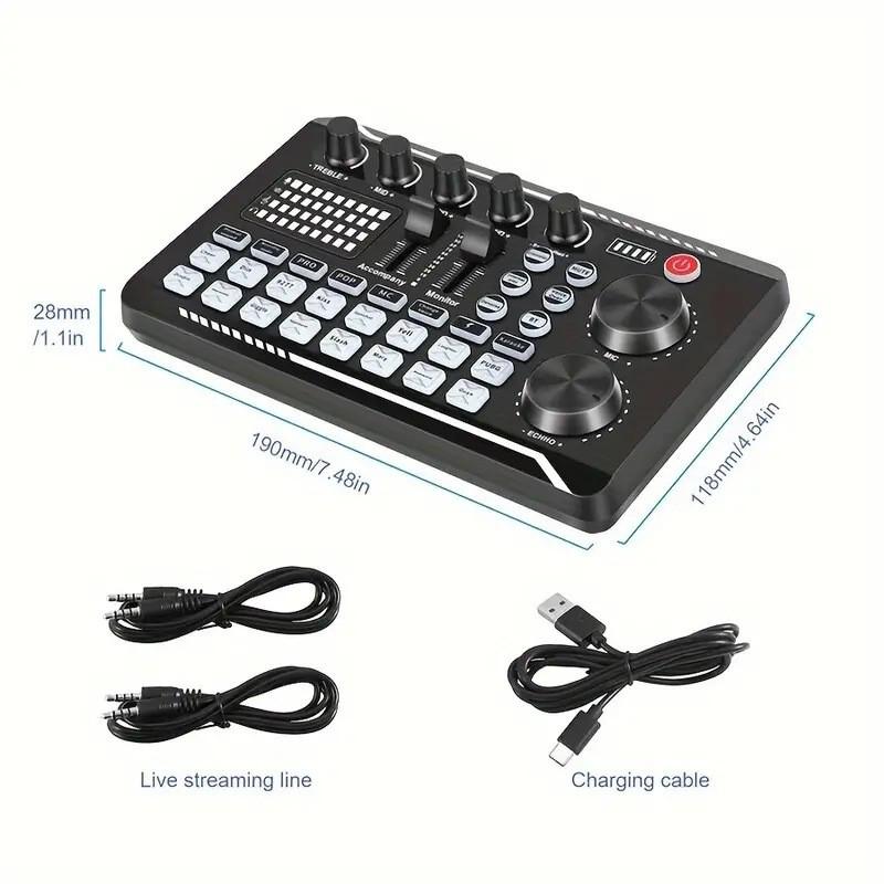 F998 Rechargeable Sound Card & Condenser Microphone Set for Outdoor Live Performance