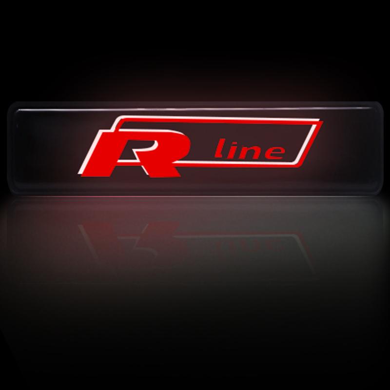 Car Front Grille Sticker Badge Head Grill R LINE Emblem LED Light For Volkswagen CC Polo Golf 4 5 6 7 MK7 MK5 MK4 MK6 Passat Touran Scirocco