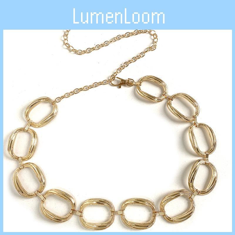 Women Metal Geometric Waist Chain With Engraved Circle Design For Summer Fashion Accessory