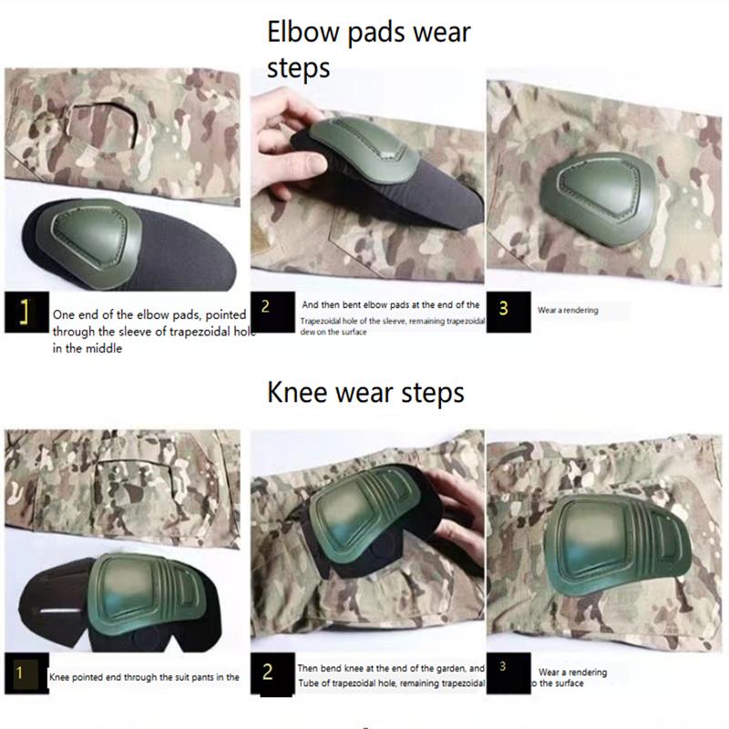G2 G3 Frog Suit Knee Pads & Elbow Support Paintball Airsoft Kneepad Combat Interpolated Knee Protector Set