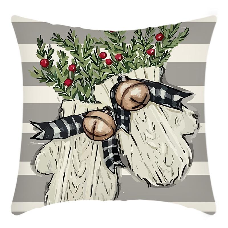 

Подушка в рождественском стиле ретро, короткий плюш, лен с принтом, украшение для домашней атмосферы 45*45cm