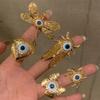 Vintage Blue Evil Eyes Insect Ring for Women Girls Exaggerated Unique Metal Animal Finger Ring Party Jewelry Gifts