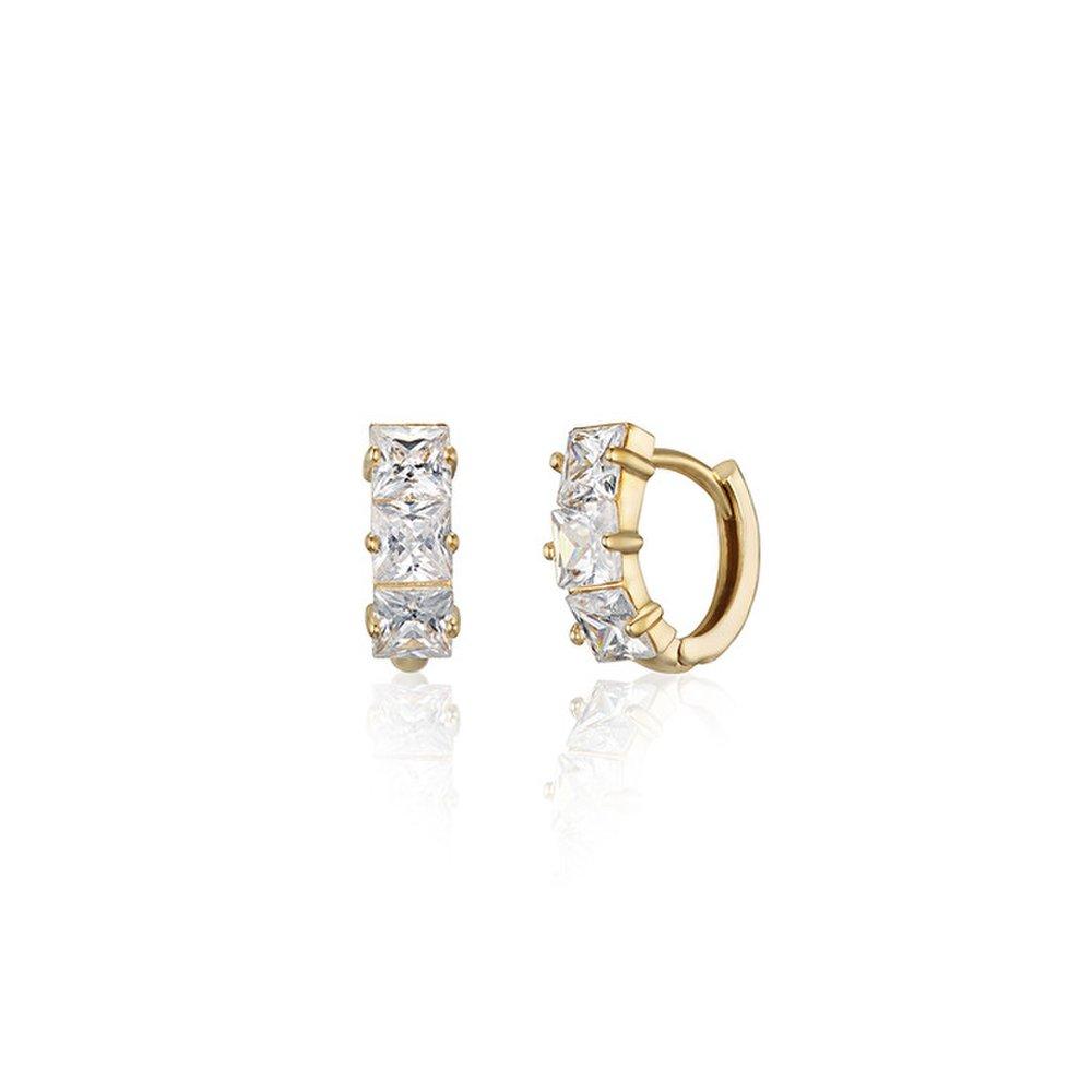 Silver 925 Triple Square Stone One-Touch Earrings Lse87