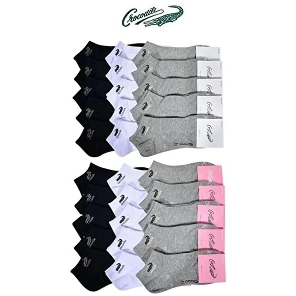 Women s Socks Crocodile Logo Embroidered Sneakers Men s and Women s Socks 0051sb Gray 5 pairs / Men s 26cm