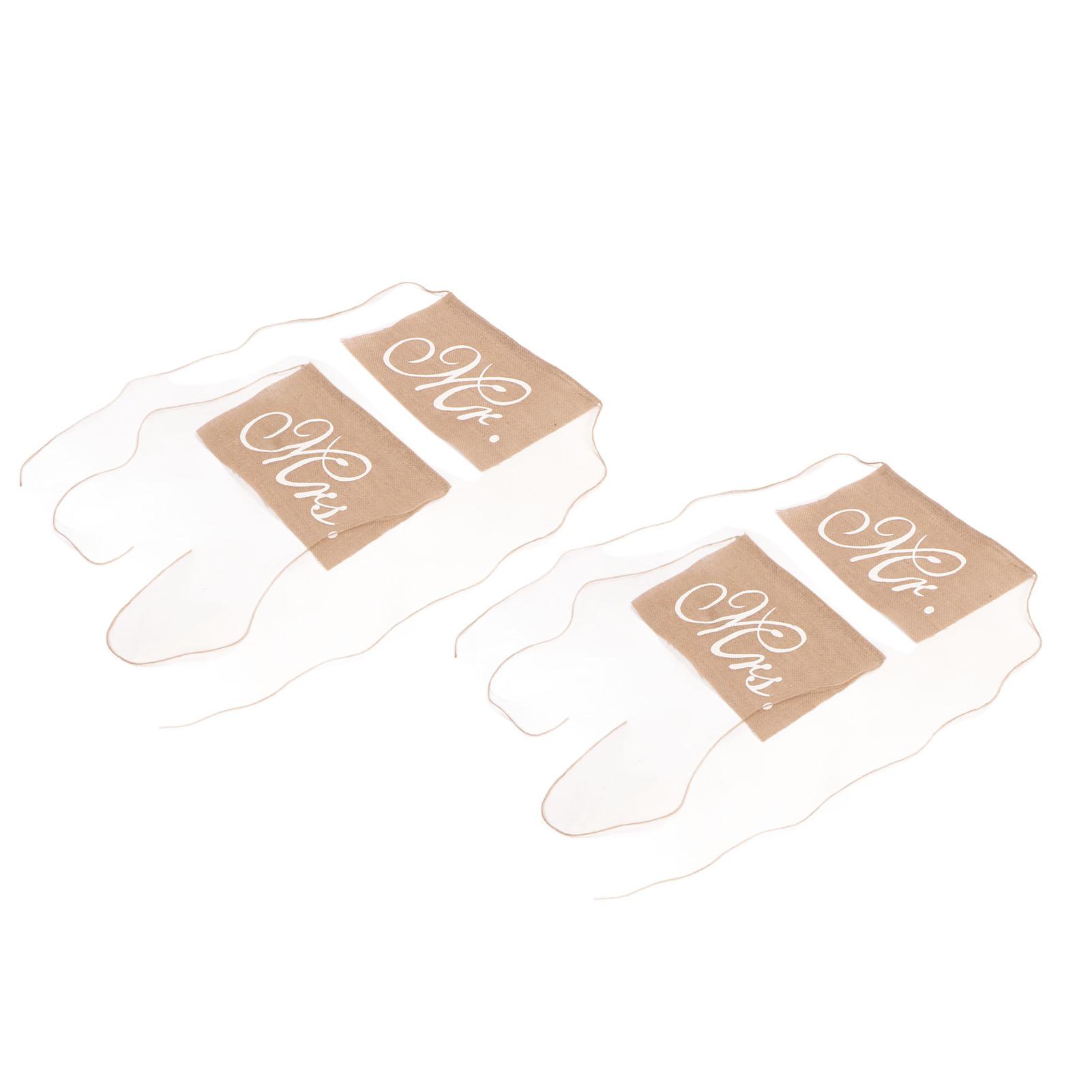 

4Pcs Chair Back Cover Retro Style MR MRS Pattern Durable Washable Linen Chair Slip Cover for Home Party Cafe Office