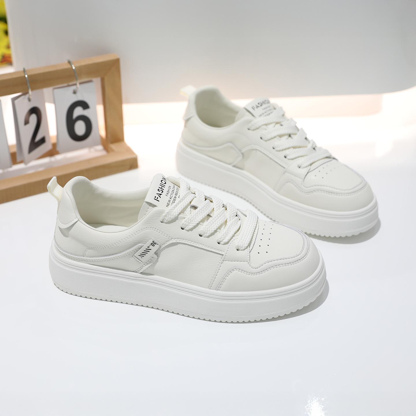 

Модные и простые белые туфли на платформе женские 2025 новые универсальные, легкие и дышащие спортивные и повседневные кеды в стиле колледжа 35