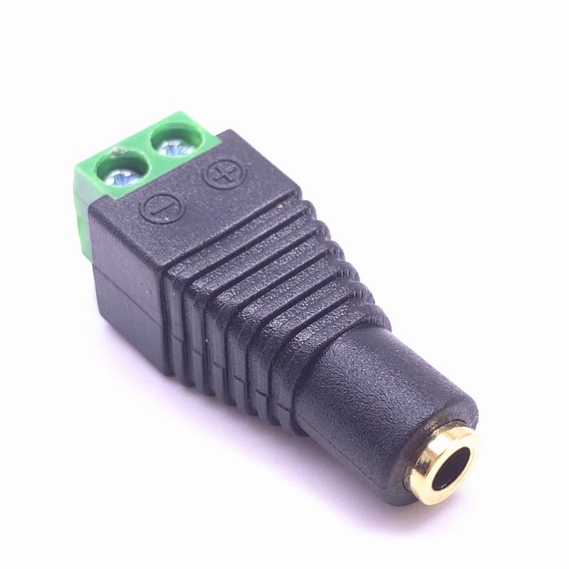 3.5mm Mono Power Copper Terminal: Small, Dual-Core, Female Green Plug for Headphones