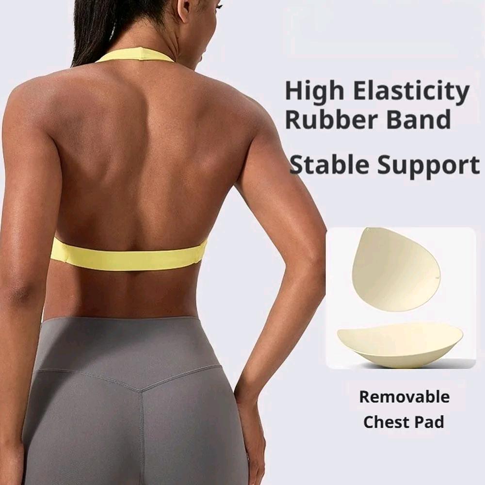 Sports Yoga Bra For Women Underwear Sportswear Halter Neck With Stylish Back Sexy Gym Bra With Cups Running Fitness Backless Tops