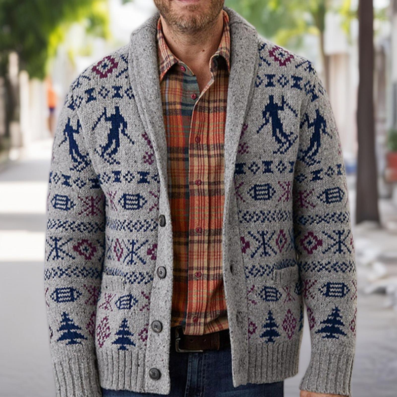 

Мужской кардиган на пуговицах с лацканами, приталенная верхняя одежда, вязаный свитер XL