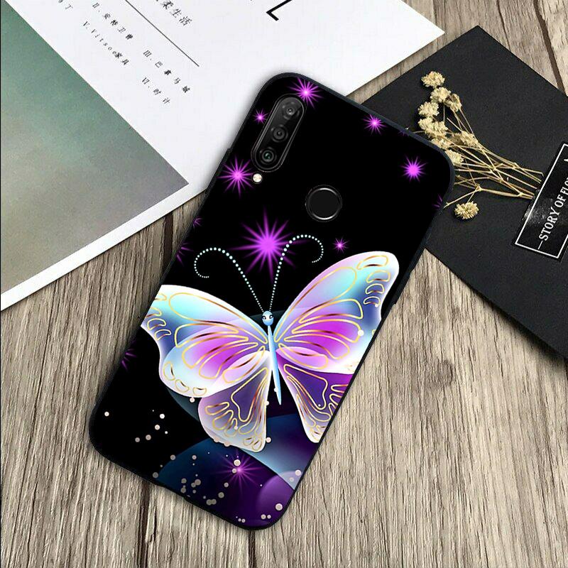 Black Beautiful Butterfly For Huawei Nova 8i 11i 12i 12s 9 10 SE Y60 Y70 Y90 Y72 Y73 Y61 Y91 P60 Pro P30 P40 Lite Case