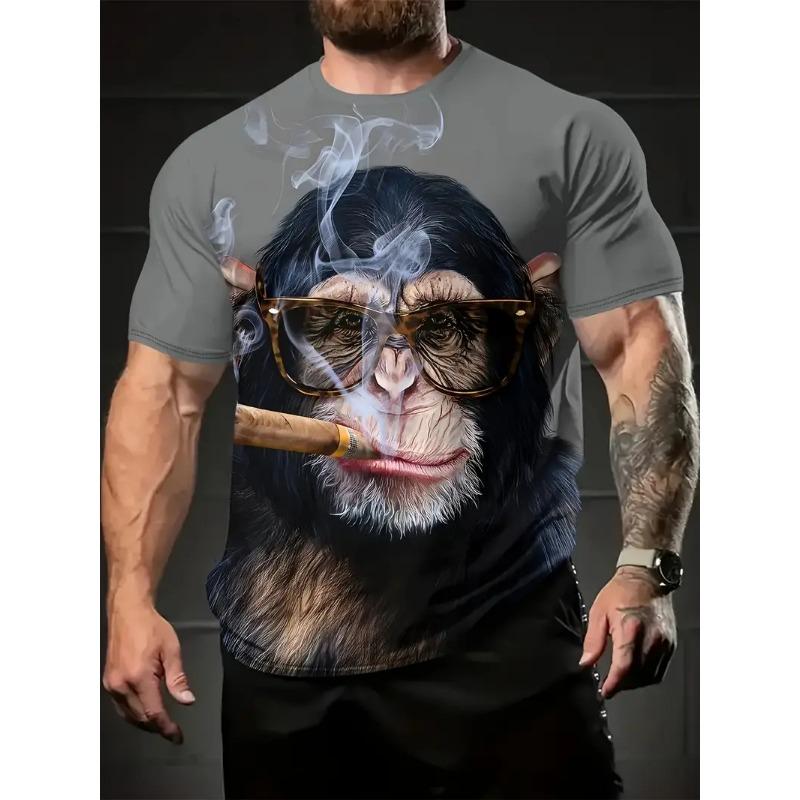 Fun Monkey 3D Print Sports Breathable Men T-shirt Outdoor Street Loose Cosplay S
