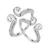Adjustable Classic Couple Rings Set Rhodium/Gold Plated Brass Open Rings with Zircon Flower Design for Lovers