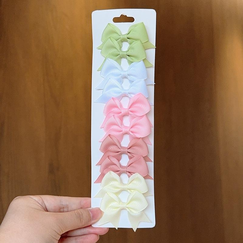 10Pcs/set Solid BB Hair Clips For Cute Girls Ribbon Bowknots Boutique Barrettes Hairpins Headwear Kids Hair Accessories Gifts
