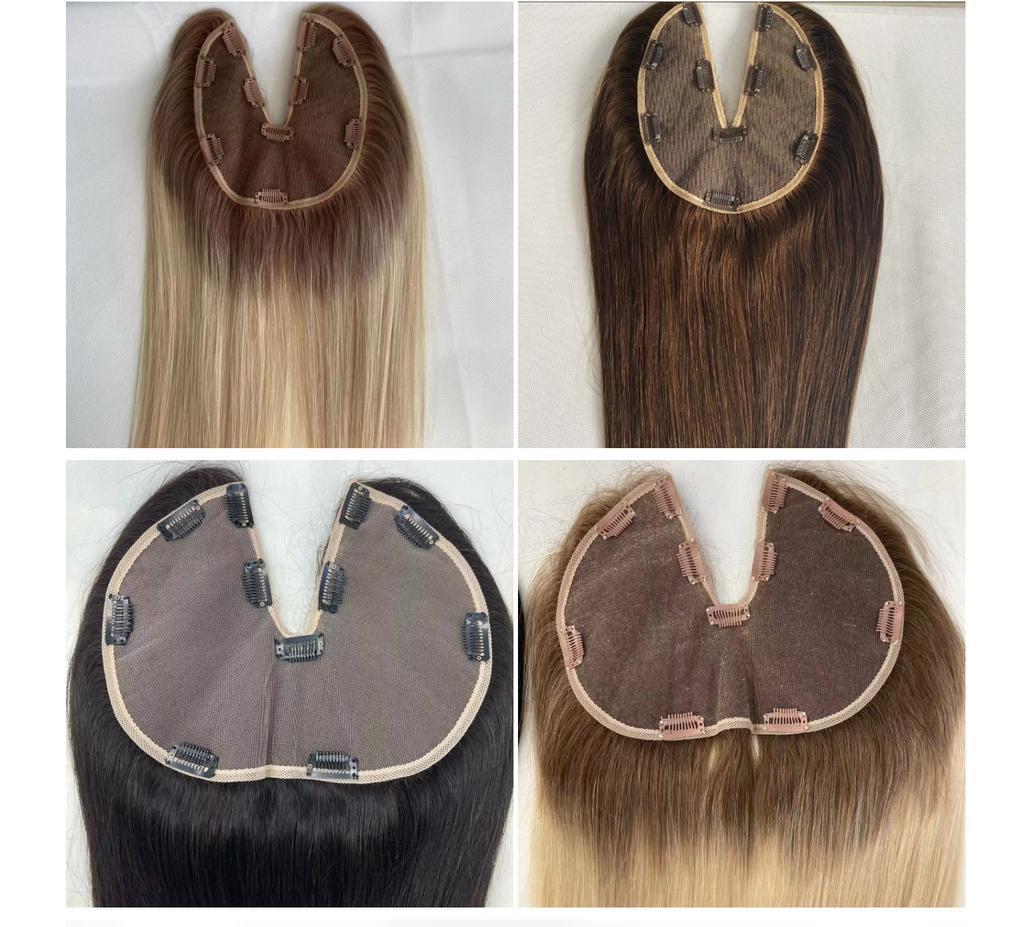Bone Straight One Piece Real Human Hair Extensions Clip Ins Unprocessed European U Shape Hair Topper Lace Clip in Extension