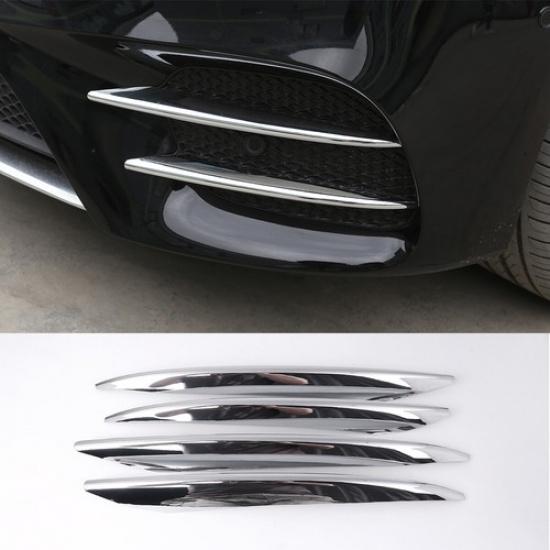 Front Fog Light Trim Strip For Mercedes Benz E Class W213 2016- Chrome 4PCS