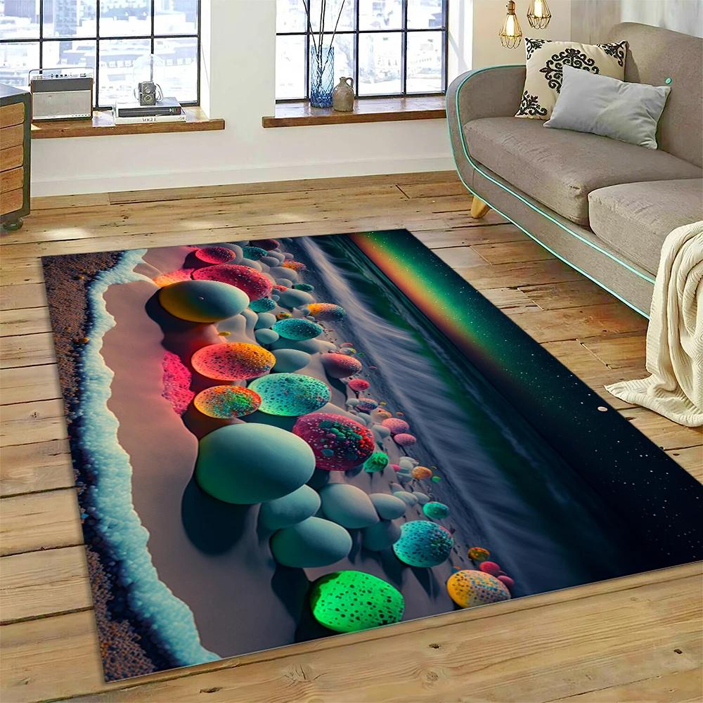 

New Style Colorful Pebble Rainbow Road Beach Stone Nature Carpet Rug for Living Room Bedroom Home Sofa,Non-slip Floor Mat 40x60cm( 15x23in )