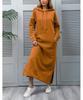 New Plus Size Knitted Hooded Fleece Dress with Pockets - Autumn/Winter Casual Fashion
