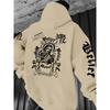 Avrupa ve Amerikan Erkek Sonbahar Modası Gotik Özgürlük Heykeli Harf Baskılı Kapüşonlu Sweatshirt Dış Mekan Sokak Çok Yönlü Üst