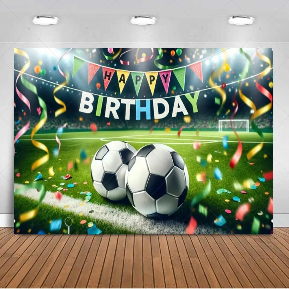 Jungen Fußballfeld-Thema Geburtstagsparty Banner Hintergrund, Erwachsenen- und Kindergeburtstagsparty Dekoration Fotografie Hintergrund