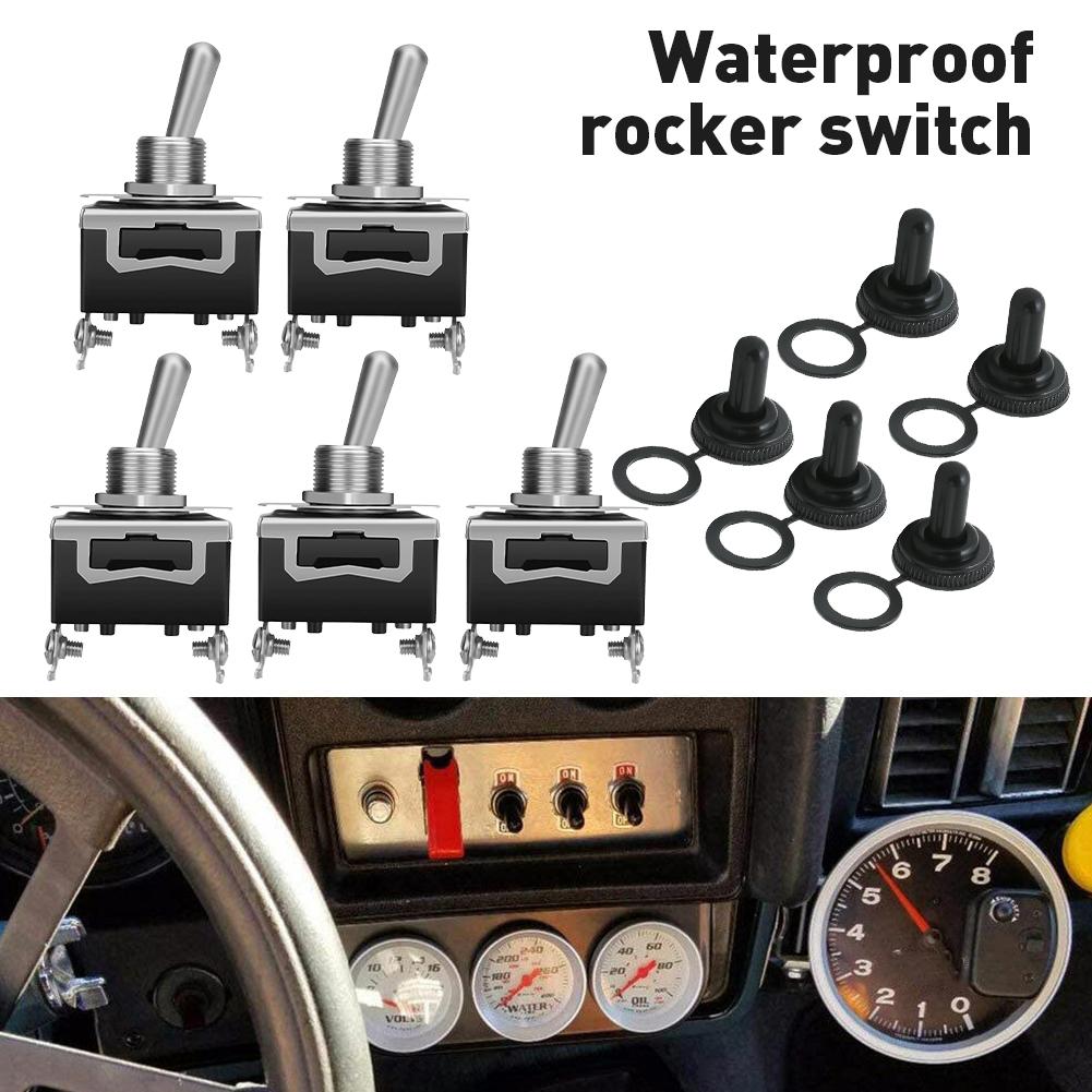 5Pcs Heavy Duty Car Boat Rocker Toggle 250V 2Pin SPST ON/OFF Rocker Switches With Waterproof Boot Spst Rocker