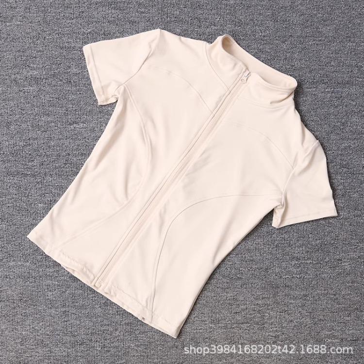 Casual Fitted Cropped T-shirt Jacket Women’s Short-sleeved Fitness Top Quick-drying Breathable Slimming Figure-hugging Cycling Jersey