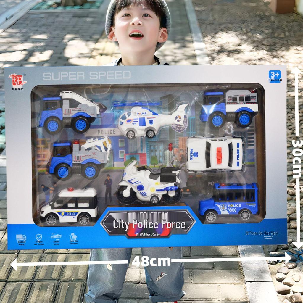 Free Shipping Pull-Back Construction & Firefighting Vehicle Toy Set for Boys - Ideal Gifts for Kindergarten Students