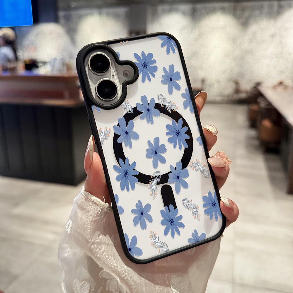 

Full Screen Blue Flowers Magsafe Magnetic Phone Case For IPhone 17 Air 16 Pro Max 15 14 Plus 13 11 12 Cover Case Funda Bumber iphone 12 Pro