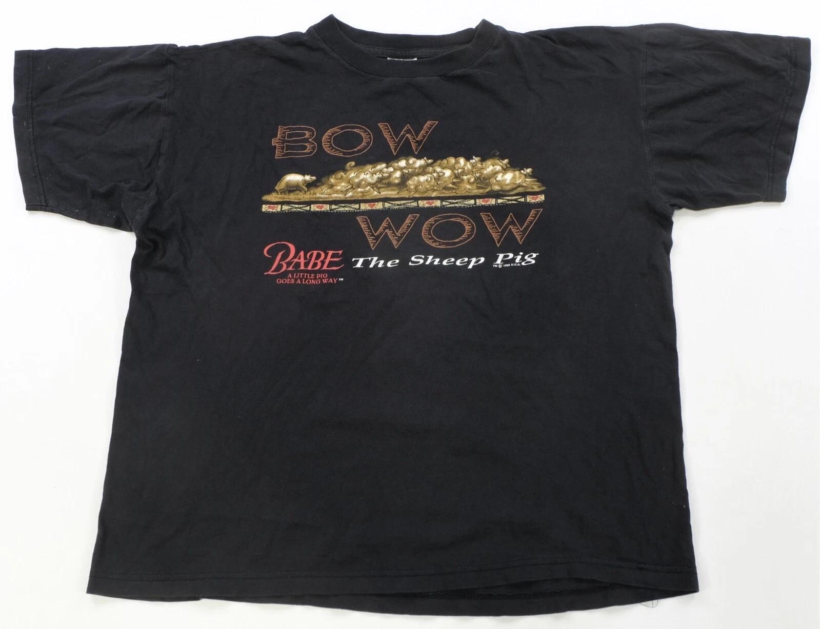 Rare Vintage Babe The Sheep Pig Bow Wow 1995 Film Promo T Shirt 90s Black SZ XL S